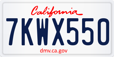 CA license plate 7KWX550