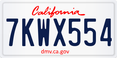 CA license plate 7KWX554