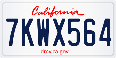 CA license plate 7KWX564