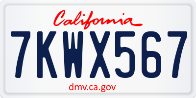 CA license plate 7KWX567