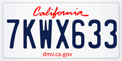 CA license plate 7KWX633