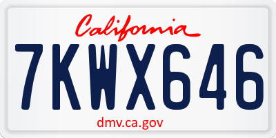 CA license plate 7KWX646