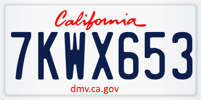 CA license plate 7KWX653