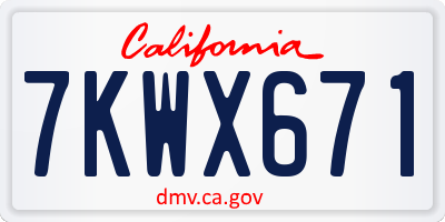 CA license plate 7KWX671