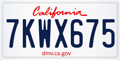 CA license plate 7KWX675