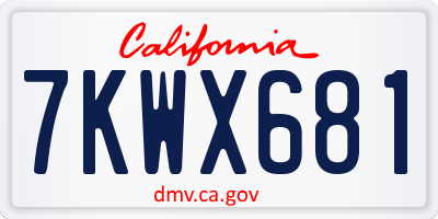 CA license plate 7KWX681