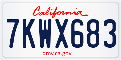 CA license plate 7KWX683