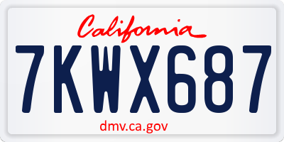 CA license plate 7KWX687