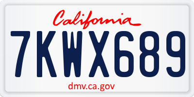CA license plate 7KWX689