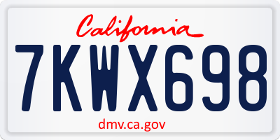 CA license plate 7KWX698
