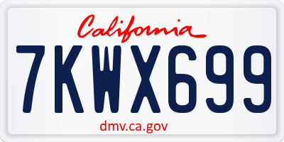 CA license plate 7KWX699