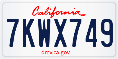 CA license plate 7KWX749