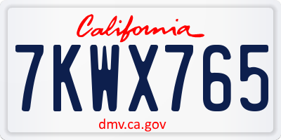 CA license plate 7KWX765