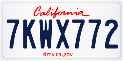 CA license plate 7KWX772