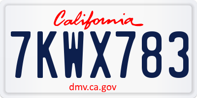 CA license plate 7KWX783