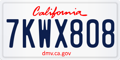 CA license plate 7KWX808