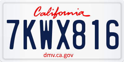 CA license plate 7KWX816