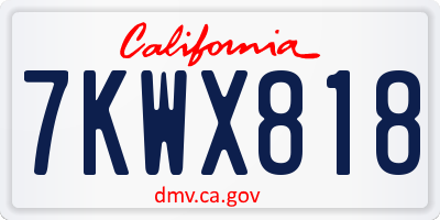 CA license plate 7KWX818