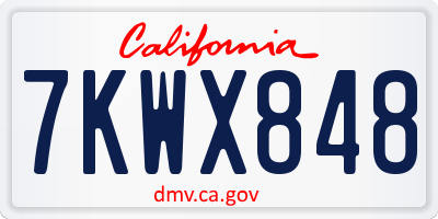 CA license plate 7KWX848