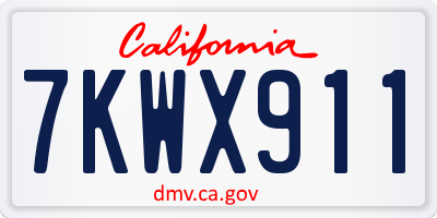 CA license plate 7KWX911
