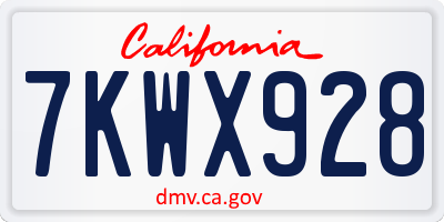 CA license plate 7KWX928