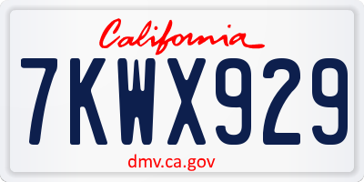 CA license plate 7KWX929