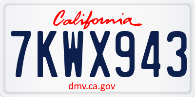 CA license plate 7KWX943