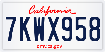 CA license plate 7KWX958