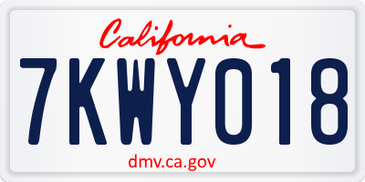 CA license plate 7KWY018