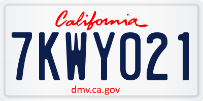 CA license plate 7KWY021