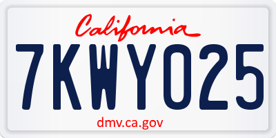 CA license plate 7KWY025