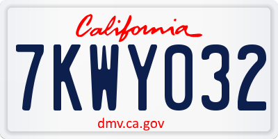 CA license plate 7KWY032