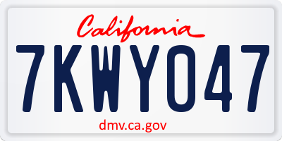 CA license plate 7KWY047