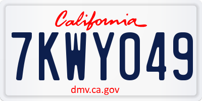 CA license plate 7KWY049