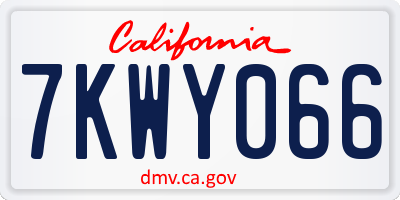 CA license plate 7KWY066