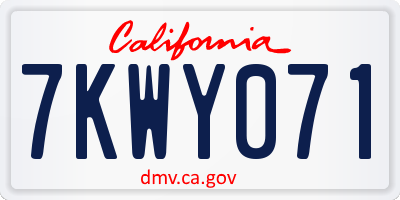 CA license plate 7KWY071