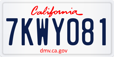 CA license plate 7KWY081