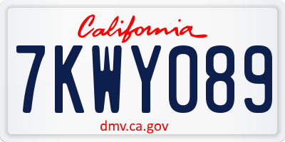 CA license plate 7KWY089