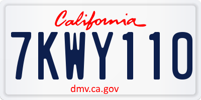 CA license plate 7KWY110