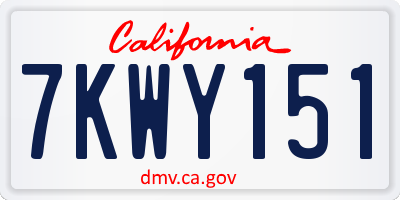 CA license plate 7KWY151