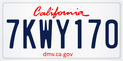 CA license plate 7KWY170