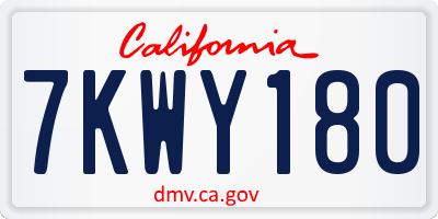 CA license plate 7KWY180