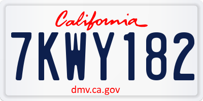CA license plate 7KWY182