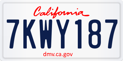 CA license plate 7KWY187