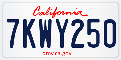 CA license plate 7KWY250