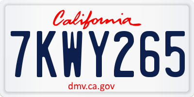 CA license plate 7KWY265