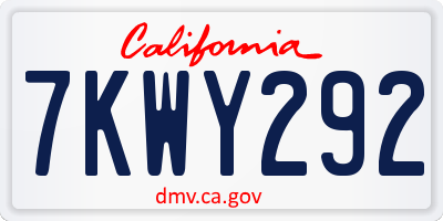 CA license plate 7KWY292