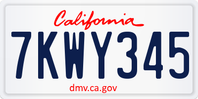 CA license plate 7KWY345
