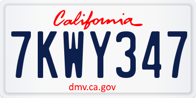 CA license plate 7KWY347
