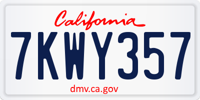 CA license plate 7KWY357